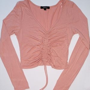 Pink ruched crop top